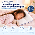Oreiller Dodo Doux installé sur le lit d'un enfant